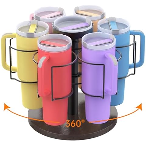 Manduoye Water Bottle Organizer for Stanley 30&40 Oz Tumbler with Handle, Rotatable Stanley Cup Storage Holder for Kitchen Cabinet, Stanley Accessories Gifts Cover