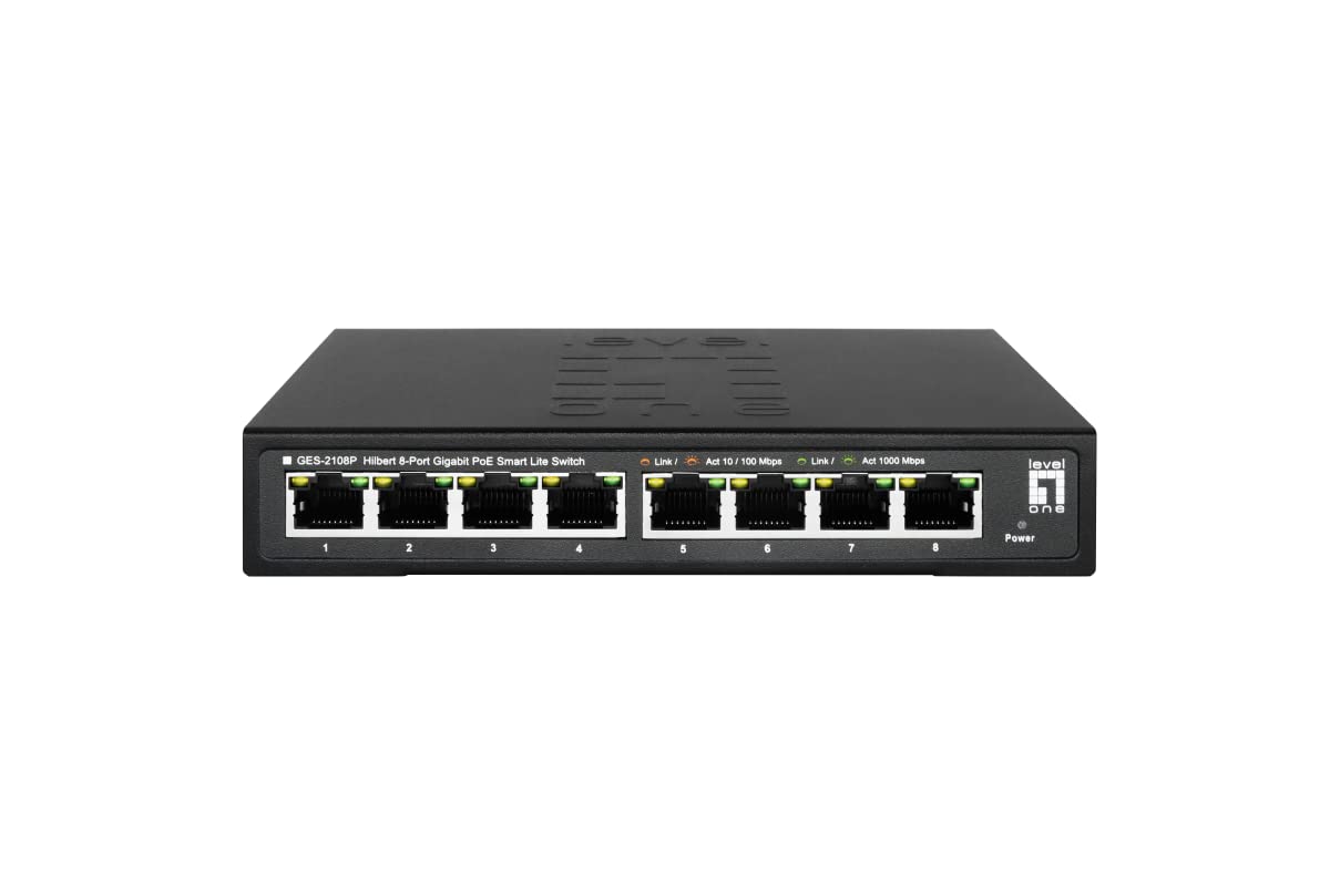 Levelone Hilbert 8-Port Gigabit Poe Smart Lite Switch - 802.3at/af Poe - 8 Poe Ausg?nge - 112.8w PoE-Leistungsbudget (geS-2108p)