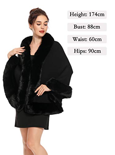 ZLYC Women Winter Faux Fur Shawl Stole Warm Wrap Cape2