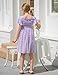 6-7 Year Old Girls Lavender Flower Dress Flutter Sleeve Cute Ruffle Dresses for Little Kids Stretchy Solid Color Princess Sundress Size 6 7 Wedding Flower Girl Skirts