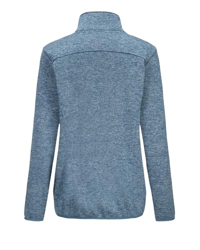 Image of Dolcevida Women's Long Sleeve Sweater Fleece Zip Up Speckled Jacket with Pockets