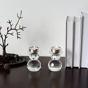 2 Pcs Crystal Christmas Candle Holder Snowman Christmas Candlestick with Cute Shape Home Table Decorations for Winter Xmas Farmhouse Kitchen Decor 2 Pcs Crystal Christmas Candle Holder Snowman Christmas Candlestick with Cute Shape Home Table Decorations for Winter Xmas Farmhouse Kitchen Decor