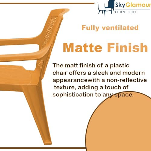 Image of SkyGlamour Cello Sonet Plastic Arm Chair Garden, Home, Living Room, Indoor and Outdoor(Colour: Amber Gold; Set of 2)