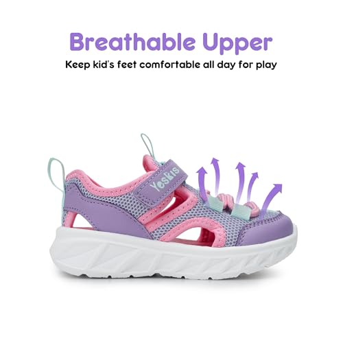 Image of YESKIS Toddler Boys Girls Sport Sandals Outdoor Athletic Hiking Running Tennis Barefoot Shoes Lightweight Closed Toe Adjustable Strap for Toddler and Little Kids