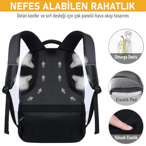 Haegs Laptop Sırt Çantası, Multi Cepli İş Seyahat Çantası, Dizüstü Bilgisayar Sırt Çantası, Suya Dayanıklı, Kolej Bilgisayar Çantası, Unisex Çok Bölmeli Organizer Çanta - Siyah