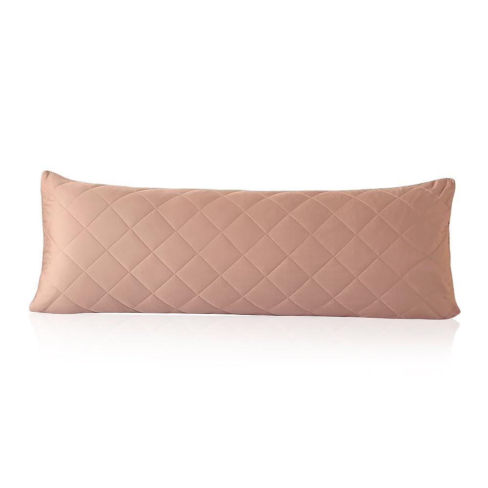 evoLive Cooling Diamind Quilted 1pc Single Body Pillow Cover 21x54 with Zipper Closure Taupe 21 X54 Body Pillow
