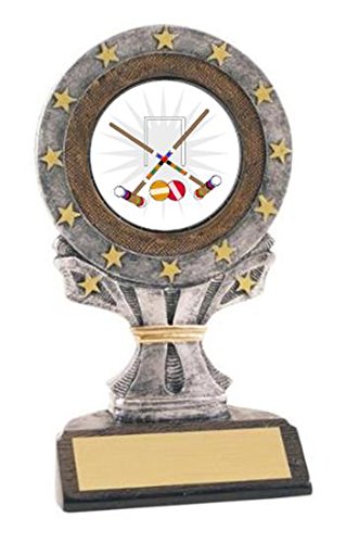 BuyAwardsandTrophies All Star Resin Croquet Trophy - Plastic Trophy with Base, Awards and Trophies for Sports Competition, Prizes for Adults and Kids Gray, 6 1/4