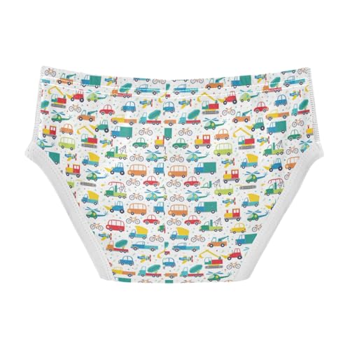 Boys' Exclusive Briefs Toddler Underwear 95% Combed Cotton Boxerbriefs 2T Assorted Vehicle Pattern Cars 252