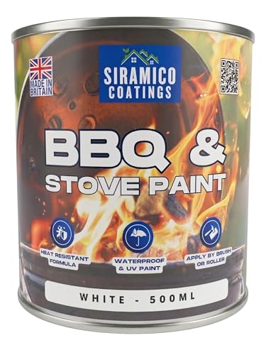 SIRAMICO COATINGS BBQ & Stove Paint - High Temperature Paint 1000°c (White, 500ml)
