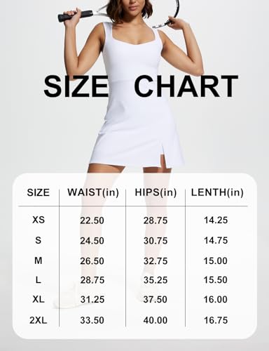 Seamaid Square Neck Tennis Dresses For Women Golf Dress With Built-In Shorts Bra With Pockets For Athletic Sports Workout White Xs thumb #6
