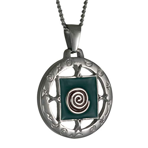 Preisvergleich Produktbild Vadim Tschenze Edelstahl versilbert / vergoldet - farbige Emaille - Echter Talisman Glücksbringer - Heilige Schamanische Spirale - Unisex Schmuck - Amulett Schutz (3x3cm) (Silber)