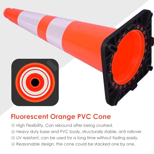Oranlite ORANLITE-CONES 8 Pack 28 Inch Inch Fluorescent Orange Pvc Traffic Cones thumb #2