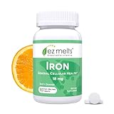 EZ Melts Iron as Elemental Iron, 18 mg, Sublingual Vitamins, Vegan, Zero Sugar, Natural Orange Flavor, 90 Fast Dissolve Tablets