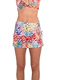 Coline - Jupe Courte d\'été imprimé Tropical - Couleur : Blanc - Taille : XL