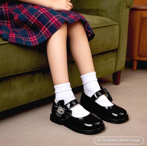 Image of PHIRAMIN Toddler Girl Mary Jane Student Oxford Shoes-Little Girl School Uniform Shoes for Wedding Party
