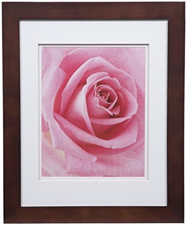 Gallery Solutions 11x14 Cherry Wood Wall Picture Frame with Double White Mat For 8x10 Picture