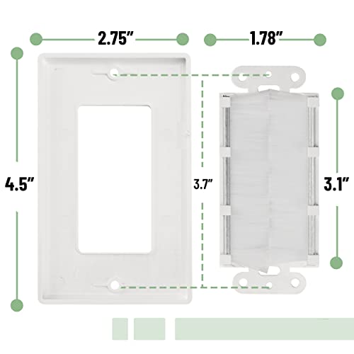Bates- Placa de parede escovada, pacote com 2, passagem de cabo de placa de parede, capa de tomada d