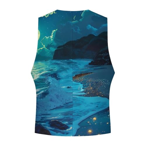 Beach in Moonnight Novelty Men's Suit Vest Casual Formal Dress Vests Business Waistcoat4