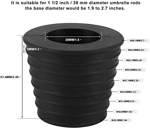 Umbrella Cone Wedge For Patio Table Hole Opening Or Parasol Base Stand 1.8 To 2.4 Inch Umbrella Pole Diameter 1 1/2 Inch （Black） (Black 2 Packs) #TOP5