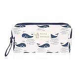 RIAH FASHION Portable Travel Clutch Cosmetic Makeup Pouch Bag - Toiletry Organizer Purse Wristlet Stripe, Floral, Plaid, Cork (Rectangle Pouch - Whale)