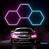 RGB Hexagon LED Garage Lights - LED Hexagon RGB Lights, Colorful Dimmable RGB Hexagon Lights, RGB Lights Suitable for Game Room Decoration, E-Sports Game Streaming, and Private Garage Decoration