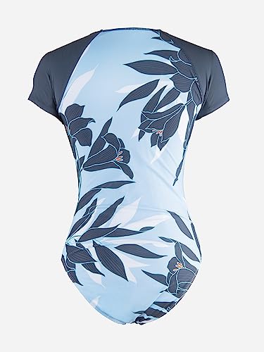 Image of CUPSHE Women's Rash Guard One Piece Swimsuit Short Sleeve Zip Up | Non-Removable Cups, Medium Support, Front Zip, Mock Neck, Fully Lined, UV Swim Shirt, Sporty Bathing Suit