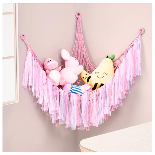 ぬいぐるみ収納 ハンモック 無痕釘付き 壁保護 吊り下げネット ぬいぐるみ 収納 壁掛け コットン素材 おしゃれ 北欧ナチュラル 手編み風 子供部屋 かわいい収納バスケット片付け習慣 自然と学べる 片付け簡単 知育にも かわいいリビング収納 リビング収納ア