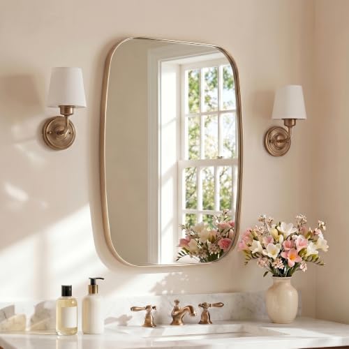 ANDY STAR Brushed Champagne Bronze Oblong Wall Mirrors for Bathroom