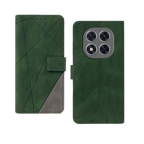 Image of amazon basics Redmi Note 14 Pro Plus 5G Flip Cover | Card Pockets Wallet & Stand | Flip Cover for Redmi Note 14 Pro Plus 5G (Green with Grey)