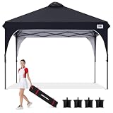 ABCCANOPY 【在庫一掃】 タープテント ワンタッチ 3段階調節 ベンチレーション 天井 2.5m/3m アウトドア 簡単 大型 タープ テント キャスターバッグ付き 高耐水圧 遮熱日除け 付属品付き ブラック 3M