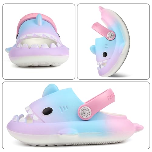 Image of Kids Shark Cloud Slides | Boys Girls Slip On Sandals | Toddler Beach Slippers | Youth Fish Flip Flops Pool Shower Shoes