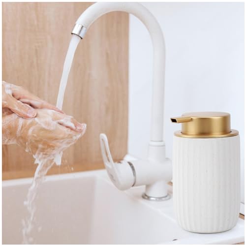 Image of Segbeauty Foam Soap Dispenser Refillable, 10.8oz White Ceramic Foaming Hand Soap Dispenser, 320ml Empty Bathroom Lotion Dispensers Press Foaming Pump Bottle Modern Home Kitchen Containers for Creams