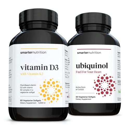 Smarternutrition Plant-Based Vitamin D3 Immune Support With Vegan K2 Complex + Smarter Ubiquinol - Plant-Based Active Coq10 For Heart, Liver, & Brain Health #TOP22