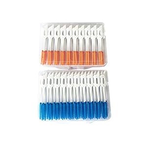 Healifty 80Pcs Interdentale Picks Dental Borstel Pick Dubbele Head Dental Floss Interdentale Cleaner Blauw Oranje