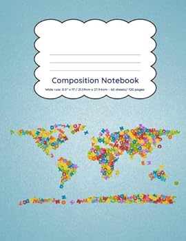Composition Notebook Wide Ruled 120 Pages : World Map Design Back to School Notebook