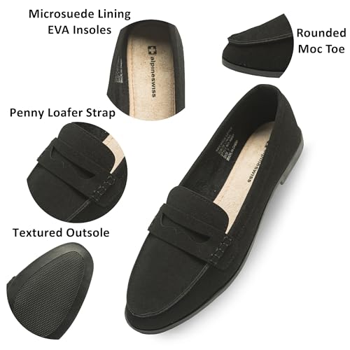 Image of Alpine Swiss Abby Womens Penny Loafers Runs Small Slip On Flats Comfortable Office Shoes