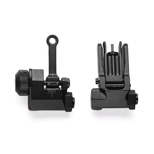 Metal Flip-Up Front & Rear Rapid Transition Sight Folding Sight Set, Adjustable Machine Sights, Double Aperture Iron Sights, K300 Back Up Scope Fit 20MM Rails Mount, All Black - Image 3