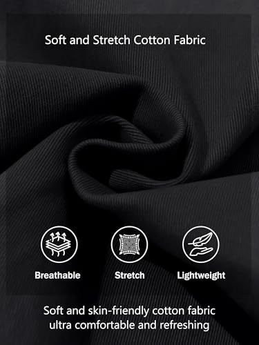 UIQUR Men's Chino Dress Shorts 10 Inch Inseam Summer Casual Cotton Relaxed Fit Bermuda with Pockets Golf Hiking(Black, 32)