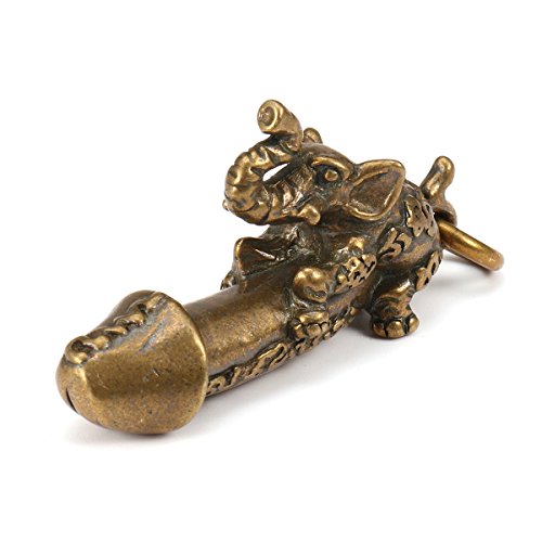 C-FUNN Éléphant en Laiton Porte-Clés Magique Richesse Amour Espion Charme Porte-Clés