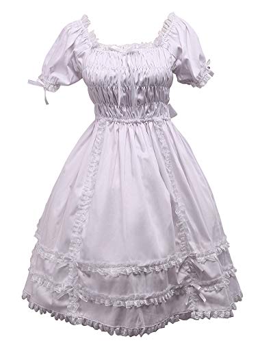 Antaina Vestido de Coser de Lolita Victoriana de Soplo de Encaje de Volante de algodón Blanca Vintage,XS Cover