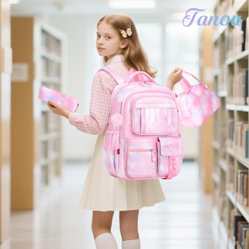 Tanou Ensemble de Cartable Fille Primaire, Sac d Ecole Fille en 3 Pièces – vue 2