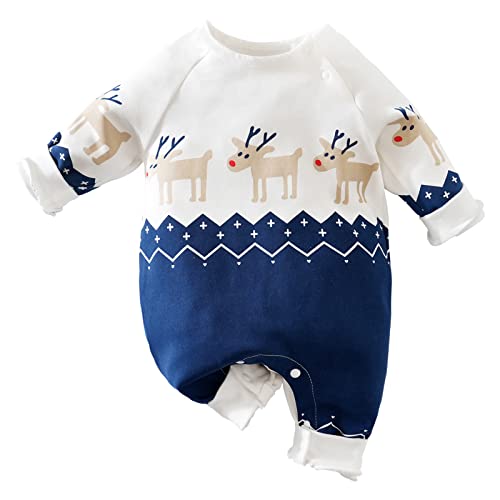Image of RELABTABY My First Christmas Baby Boy Girl Outfit Newborn Romper Infant Long Sleeve Xmas Santa Onesie Elf Reindeer Clothes