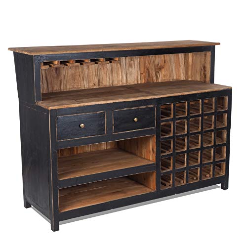 Armoire DE Bar PUREWOOD | 150 x 110 x 55cm (LxHxP), Bois recyclé | Comptoir de Vente, Armoire en Bois, minibar, Meuble Bar, comptoir en Bois Rustique