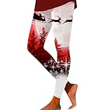 Leggings deportivos para mujer, de Navidad, de cintura alta, térmicos, ajustados, push up, elásticos, para entrenamiento, yoga, deporte, fitness, correr, con estampado navideño, Rojo-e, XXL