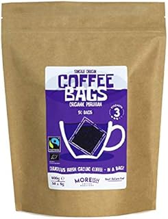 Moreish Coffee Bags - Organic Peruvian Fairtrade (50 Single Origin Coffee Bags)