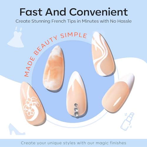 Modelones French Tip Tool- 6 Pcs Nail Stamp French Manicure Kit French Nail Tool Suitable for DIY Together with Gel Nail Polish Acrylic Nail Kit Nail Tips