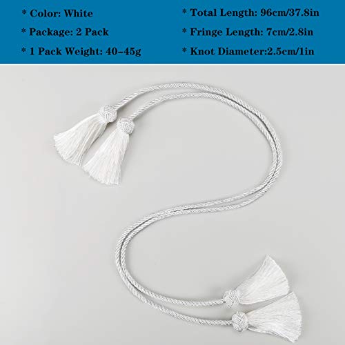Porlau Elegant Curtain Tiebacks Rope Decorative Curtain Tie Backs for Drapes Hand Woven Window Treatment Holdbacks with Tassel, White 2pack - Thumbnail 4