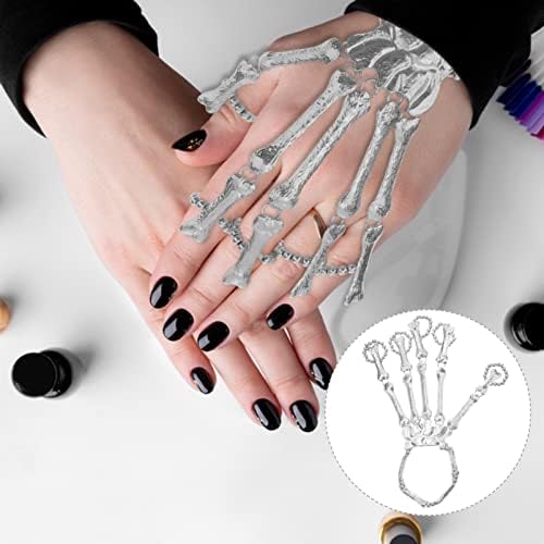 iplusmile Skeleton Ring Hand- Alloy Skeleton Hand Bracelet Silver- Unique Creative Punk Style Hand Chain for Men Women Cosplay Costume