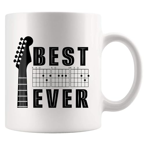 Best Dad Ever Guitar Dad Guitarist Gifts from Son Daughter Wife Fathers Day Appreciation Guitar Player Dad Novelty Drinkware Ceramic Mug 11 oz White
