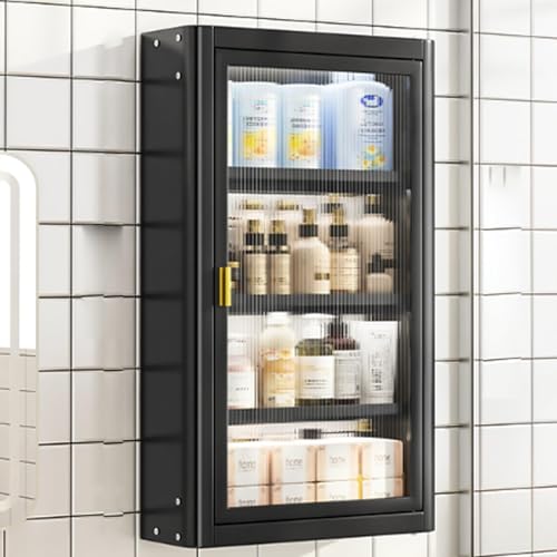 2-4 Layer Bathroom Medicine Cabinet Cosmetic Storage Locker Over The Toilet Storage Cabinet with 2 Acrylic Door 2/3/4 Tier Floating Cabinet Display Stand K(Size:B 30 * 14 * 71cm